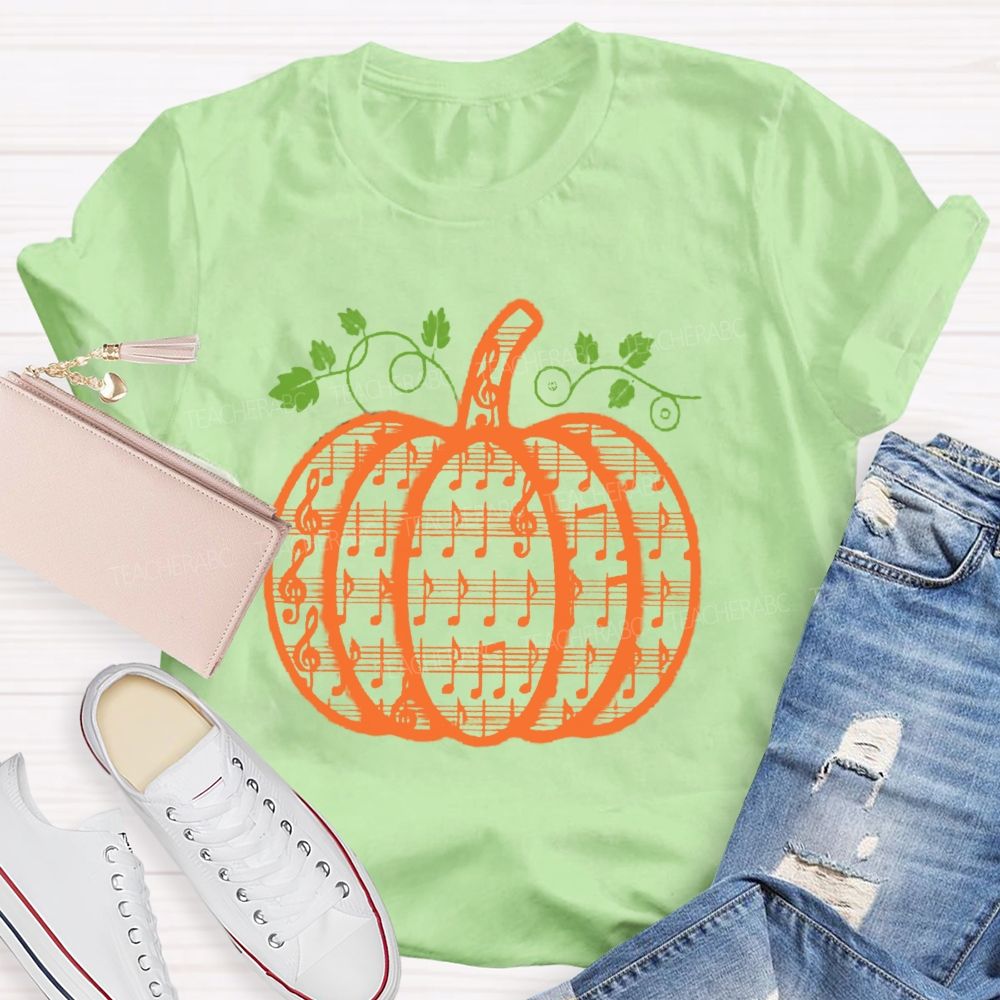 Music Notes Pumpkin Fall Music Teacher T-shirt