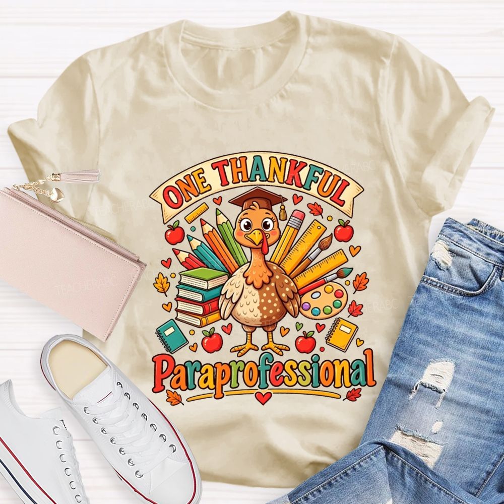 One Thankful Paraprofessional Giving Thanks Teacher T-shirt
