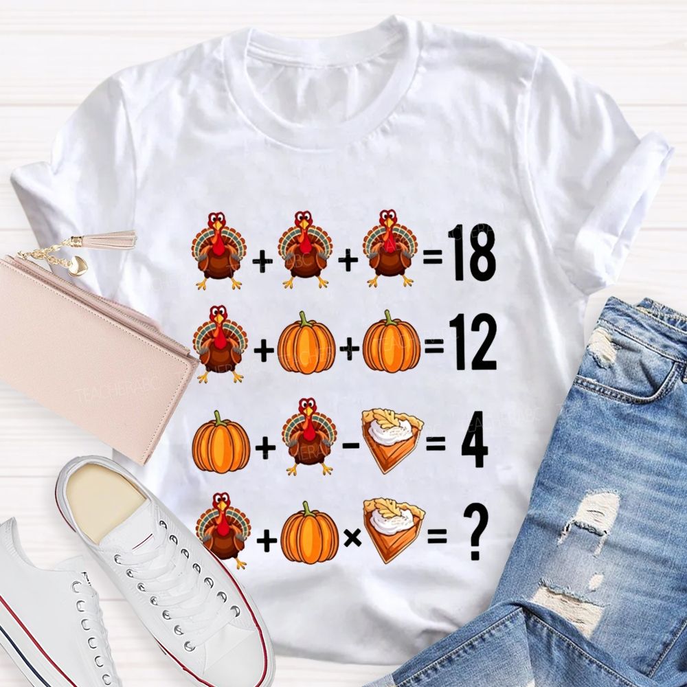 Thanksgiving Math Puzzle Turkey Math Puzzles Teacher T-shirt