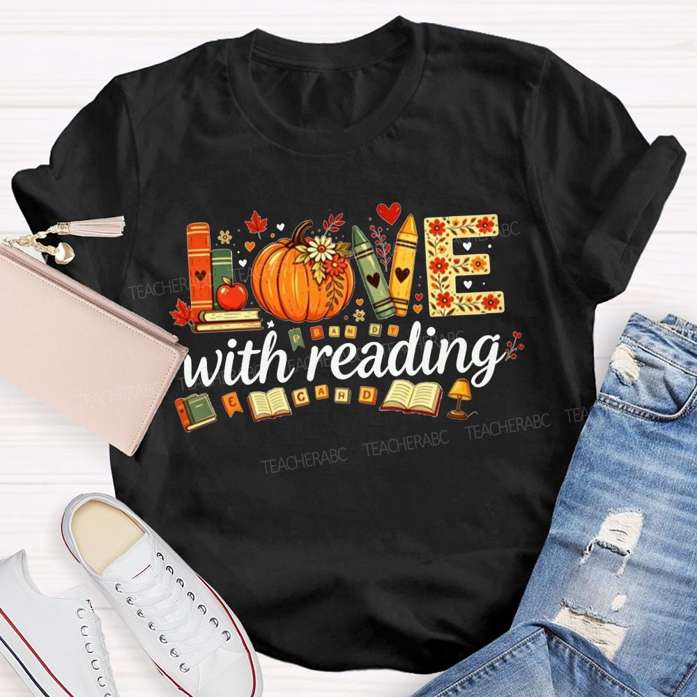 Reading Is My Happy Place Read More This Fall Teacher T-shirt