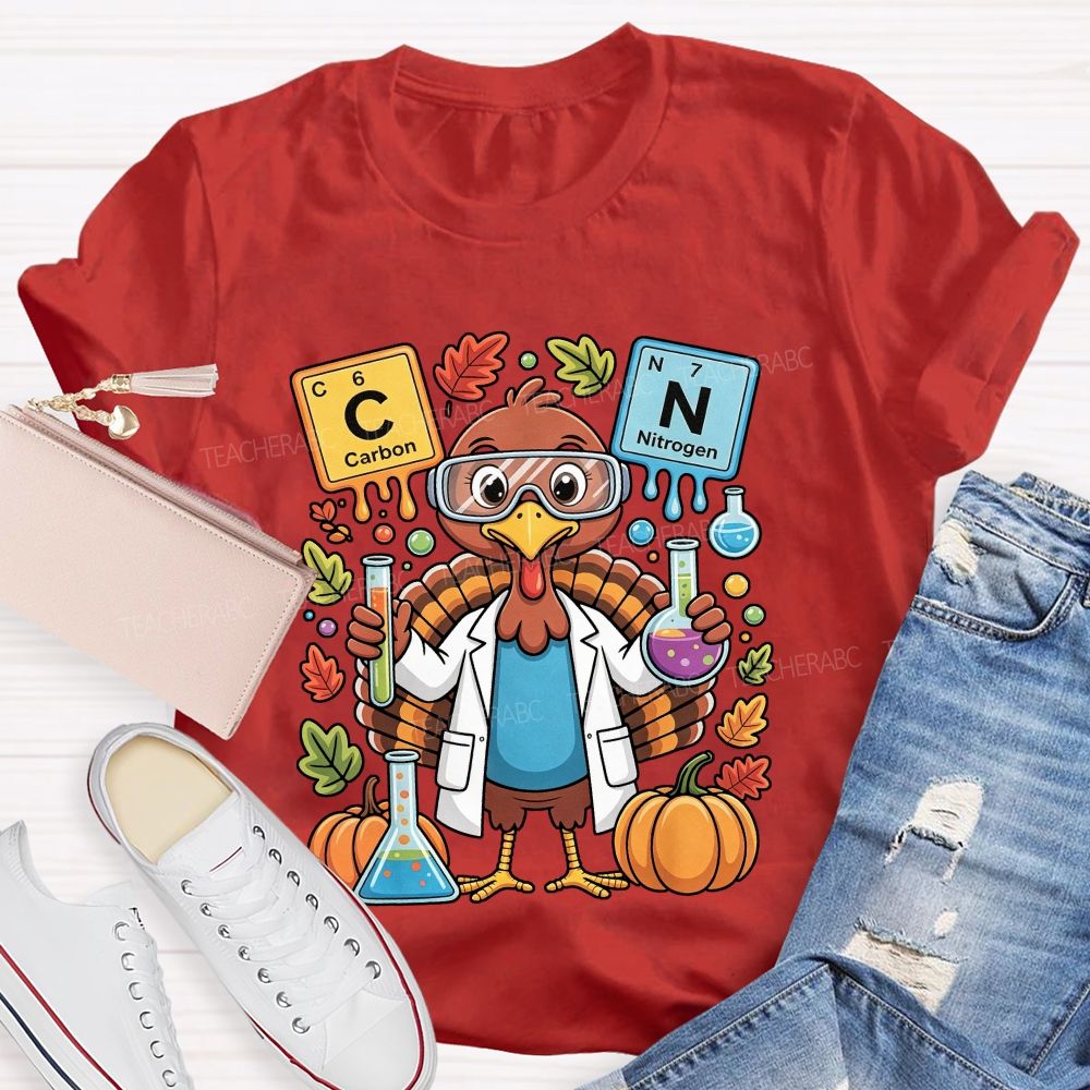 Thanksgiving Science Teacher Turkey Chemist Fall Teacher T-shirt
