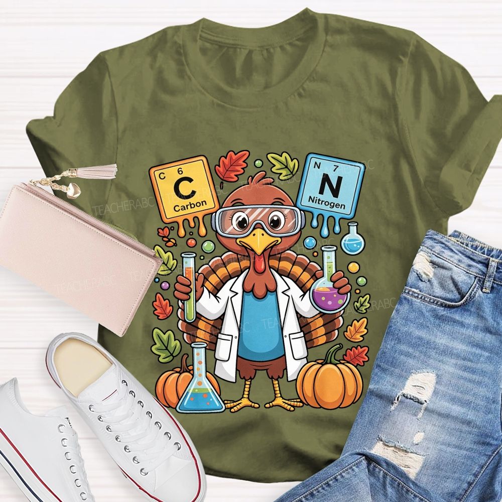 Thanksgiving Science Teacher Turkey Chemist Fall Teacher T-shirt