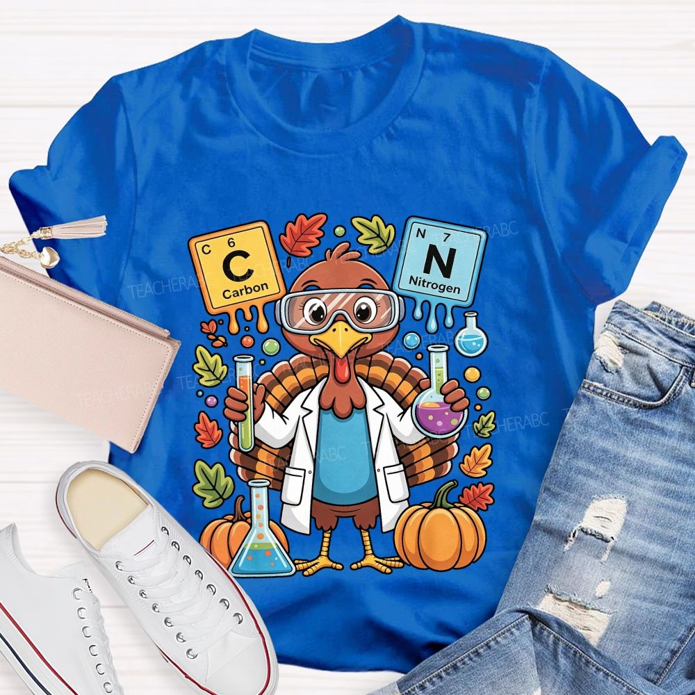 Thanksgiving Science Teacher Turkey Chemist Fall Teacher T-shirt