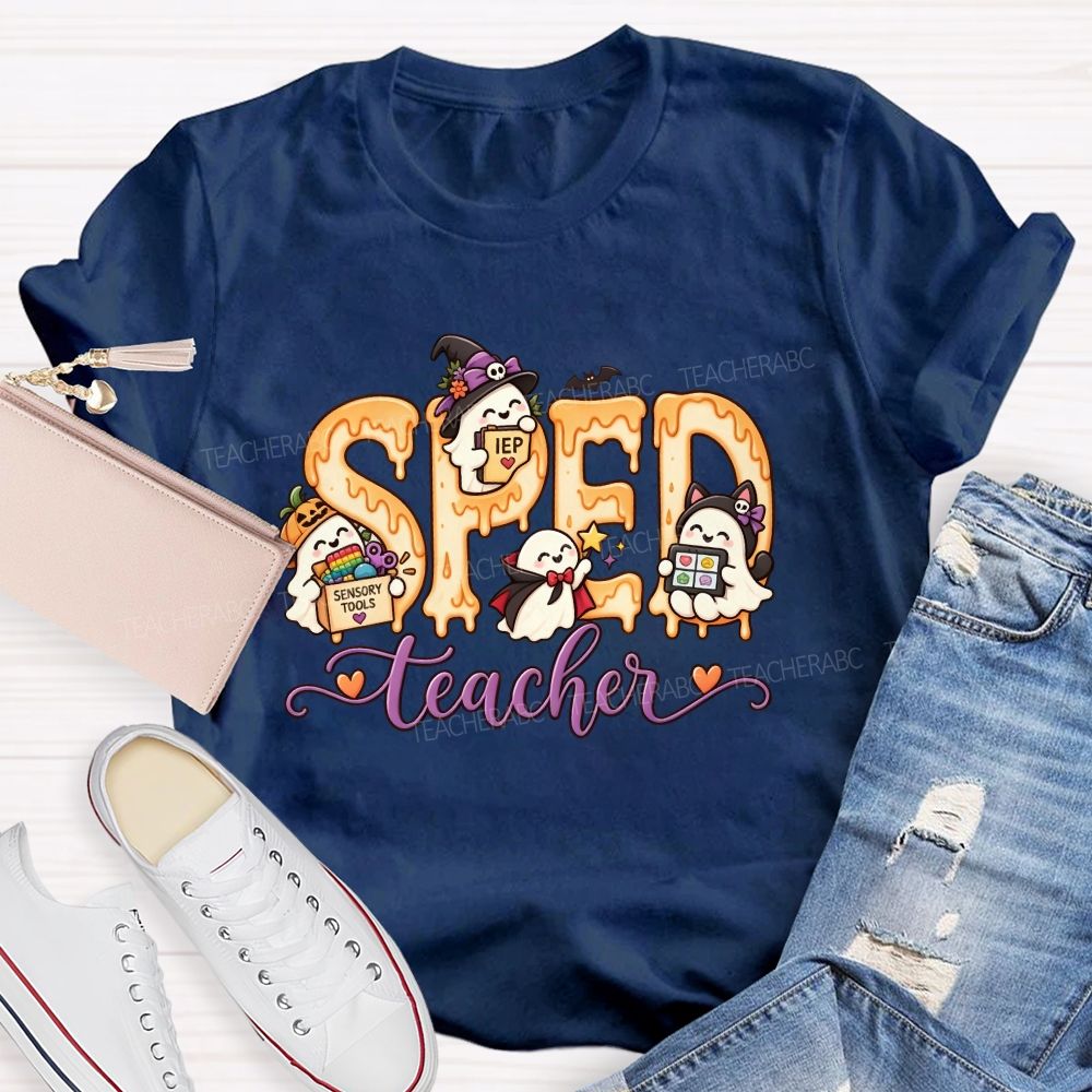 Sped Teacher Halloween Ghost Special Education Teacher T-shirt