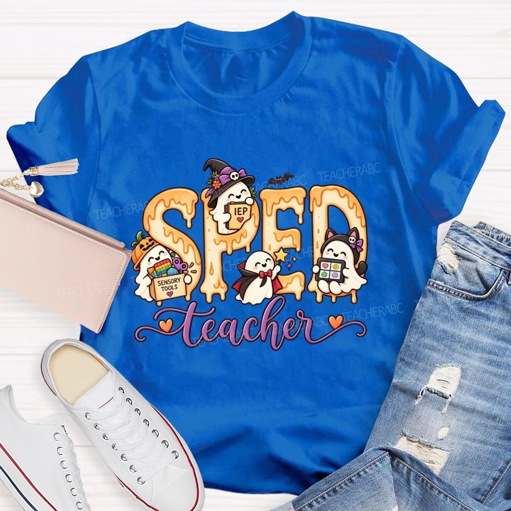 Sped Teacher Halloween Ghost Special Education Teacher T-shirt