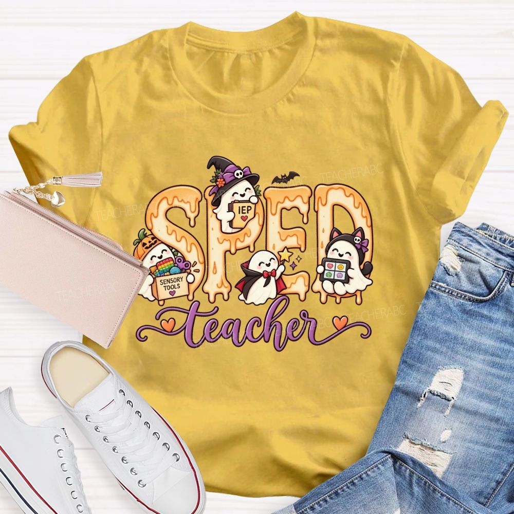 Sped Teacher Halloween Ghost Special Education Teacher T-shirt