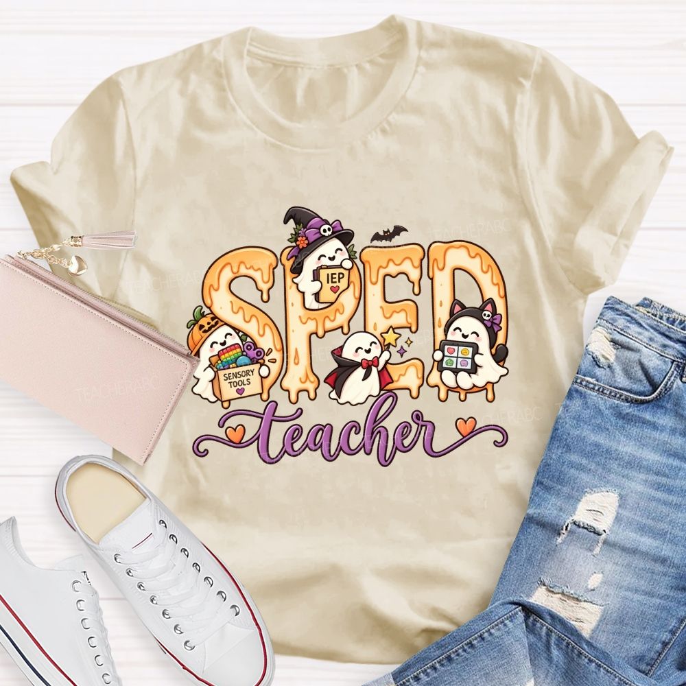 Sped Teacher Halloween Ghost Special Education Teacher T-shirt