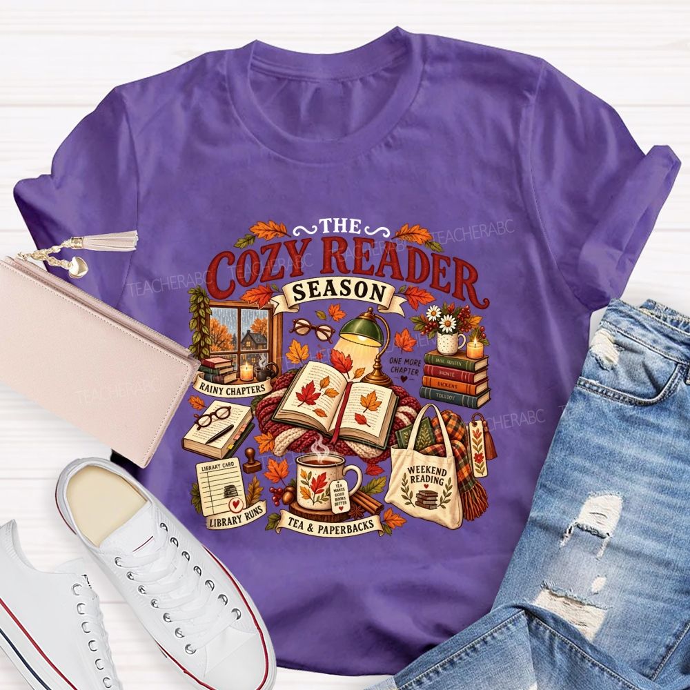 The Cozy Reader Season And Fall Book Lover Teacher T-shirt