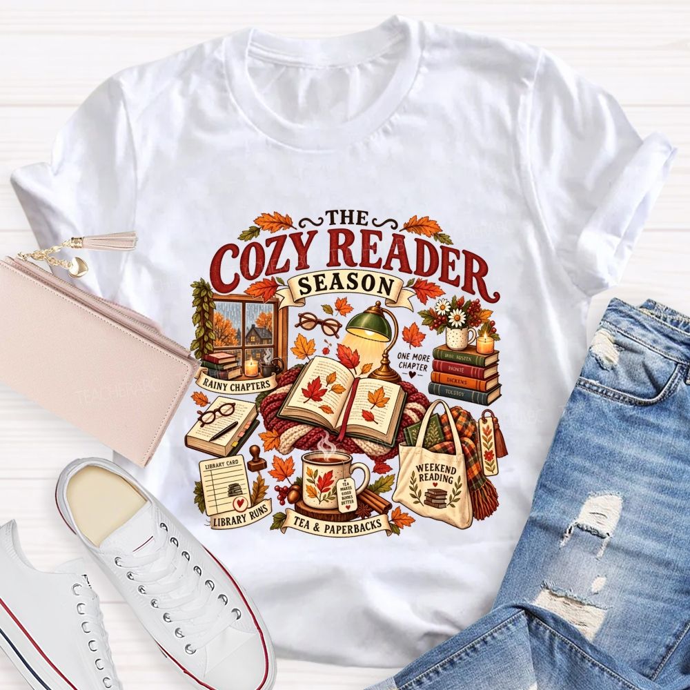 The Cozy Reader Season And Fall Book Lover Teacher T-shirt