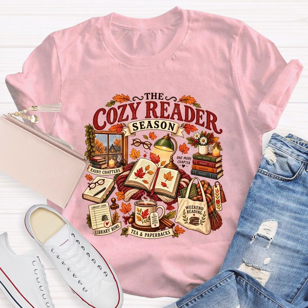 The Cozy Reader Season And Fall Book Lover Teacher T-shirt