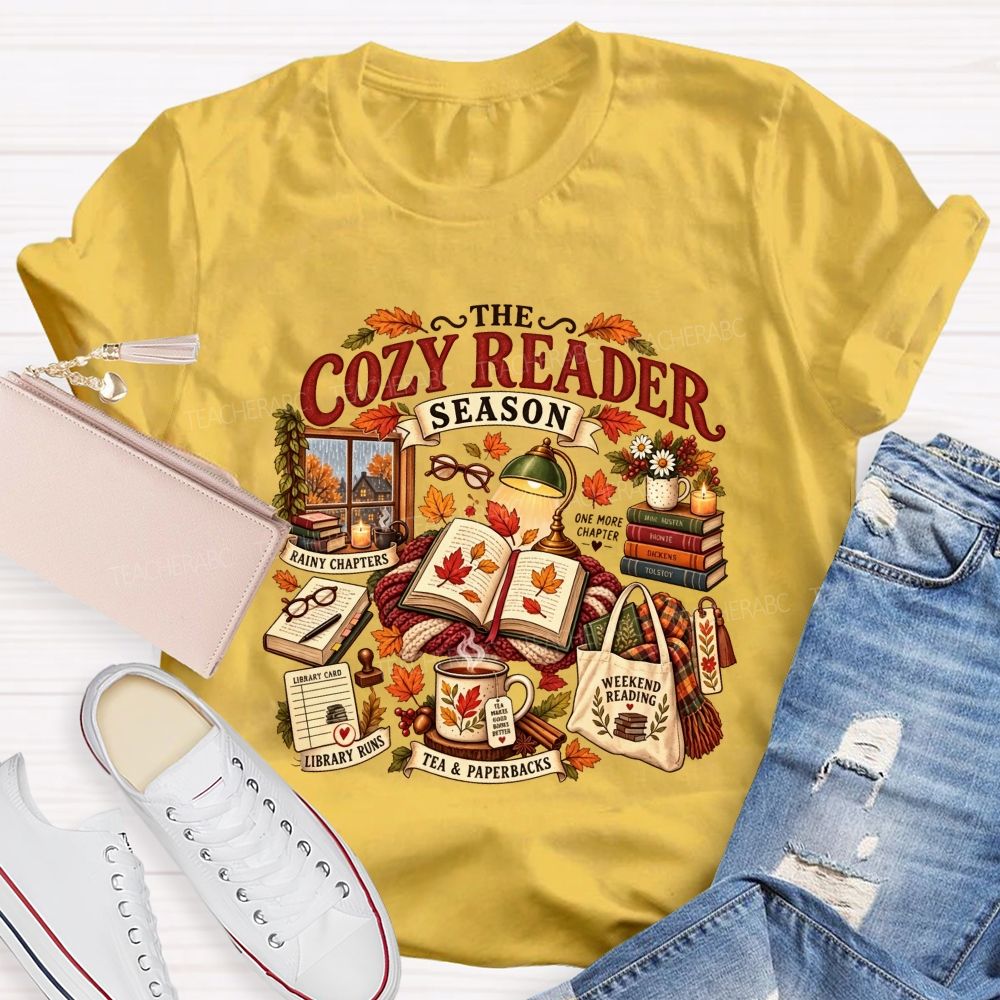 The Cozy Reader Season And Fall Book Lover Teacher T-shirt