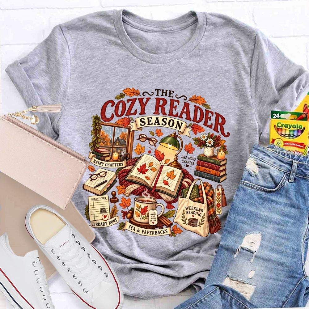 The Cozy Reader Season And Fall Book Lover Teacher T-shirt