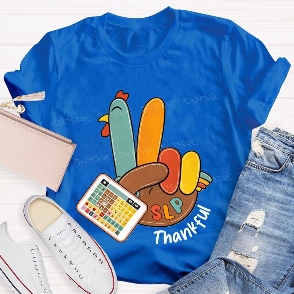 Slp Peace Turkey Speech Language Pathologist Thanksgiving Fall Teacher T-shirt