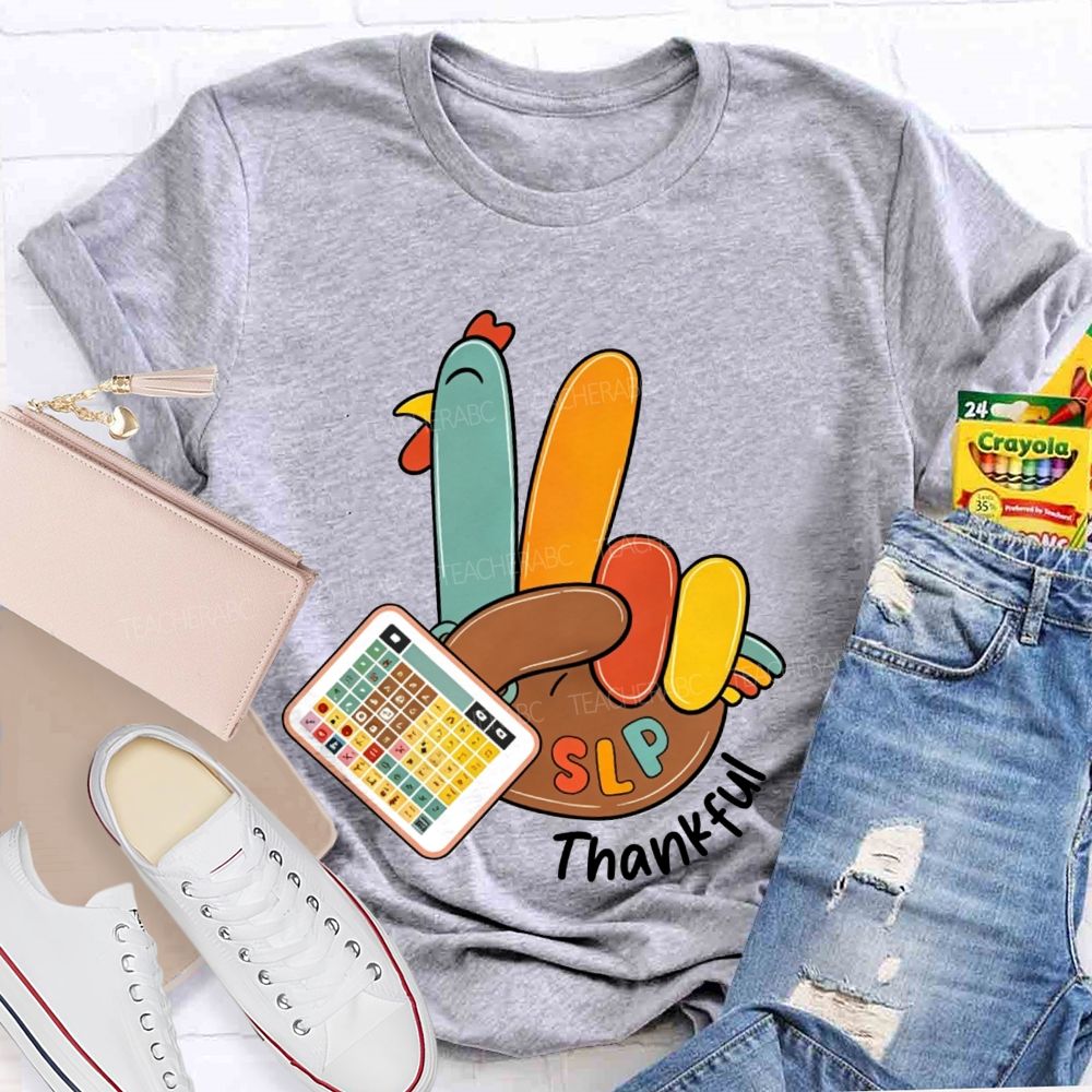 Slp Peace Turkey Speech Language Pathologist Thanksgiving Fall Teacher T-shirt