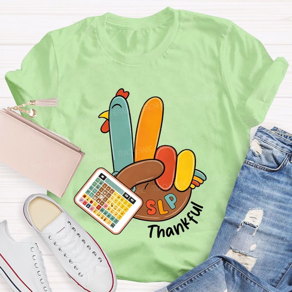 Slp Peace Turkey Speech Language Pathologist Thanksgiving Fall Teacher T-shirt
