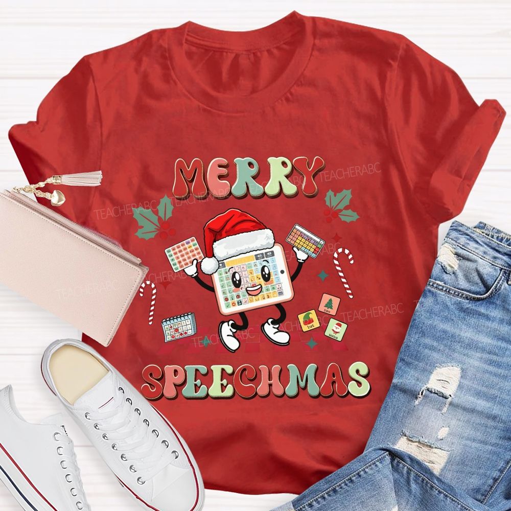 Merry Speechma Speech Christmas Speechma Teacher T-shirt