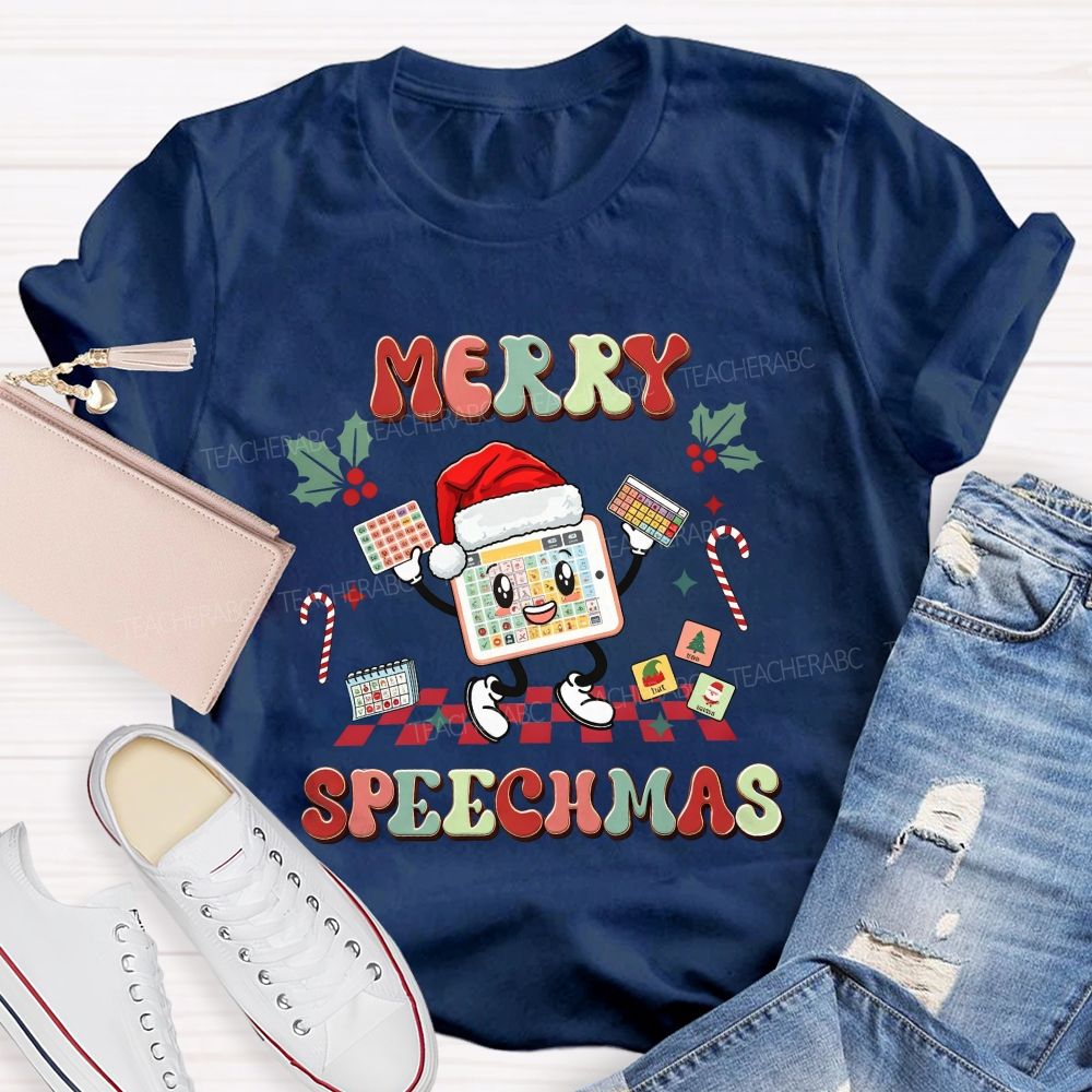 Merry Speechma Speech Christmas Speechma Teacher T-shirt