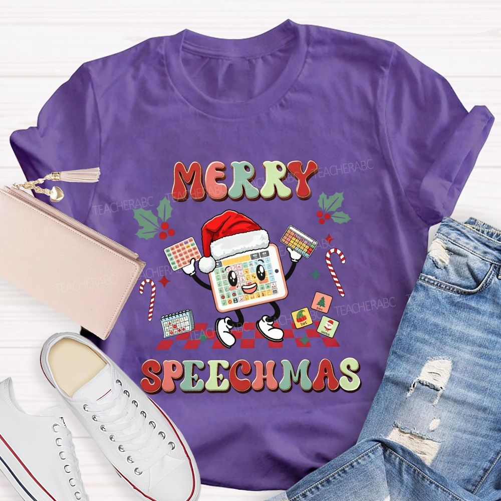 Merry Speechma Speech Christmas Speechma Teacher T-shirt