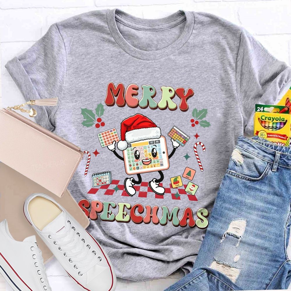 Merry Speechma Speech Christmas Speechma Teacher T-shirt