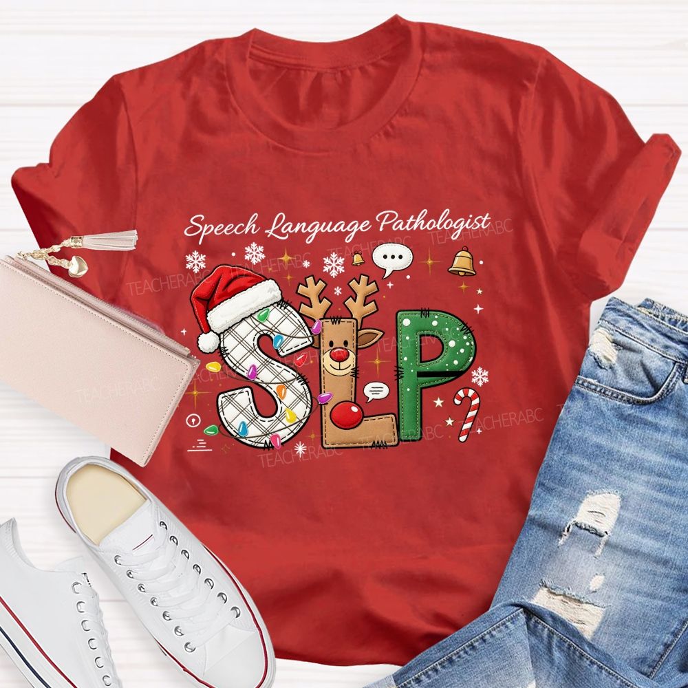 Speech Language Pathologist Christmas Slp Teacher T-shirt