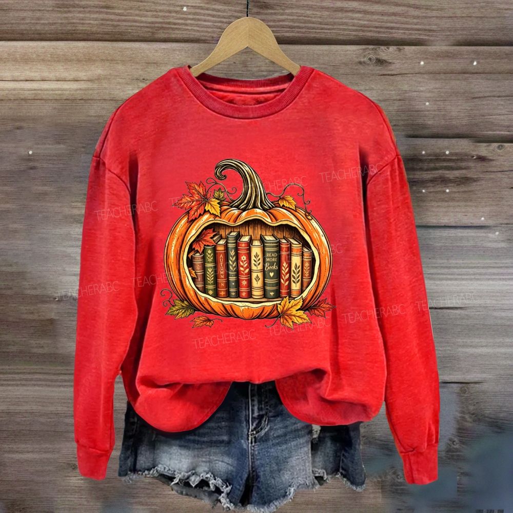 Fall Reading Pumpkin Books Inside My Fall Pumpkin Sweatshirt