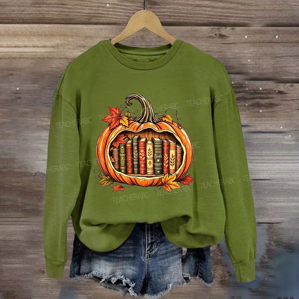 Fall Reading Pumpkin Books Inside My Fall Pumpkin Sweatshirt