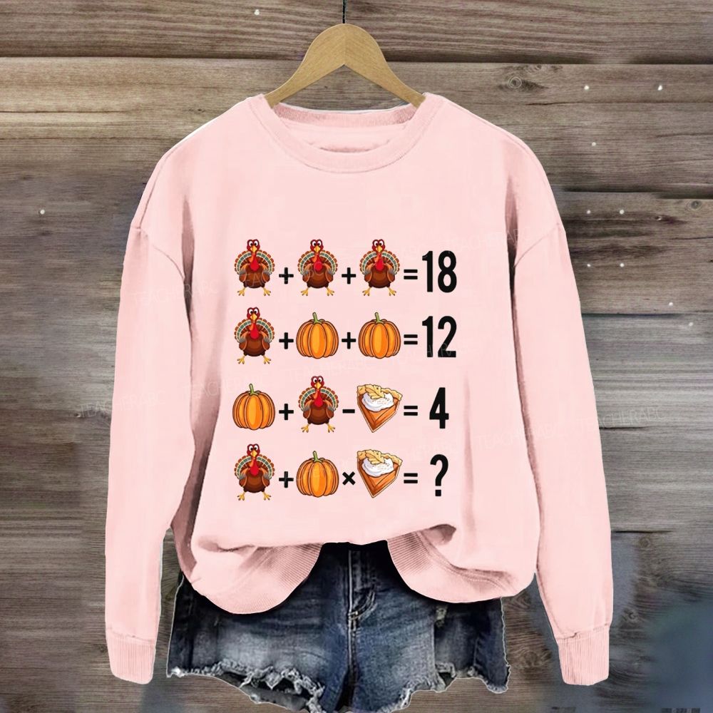 Thanksgiving Math Puzzle Turkey Pumpkin Sweatshirt