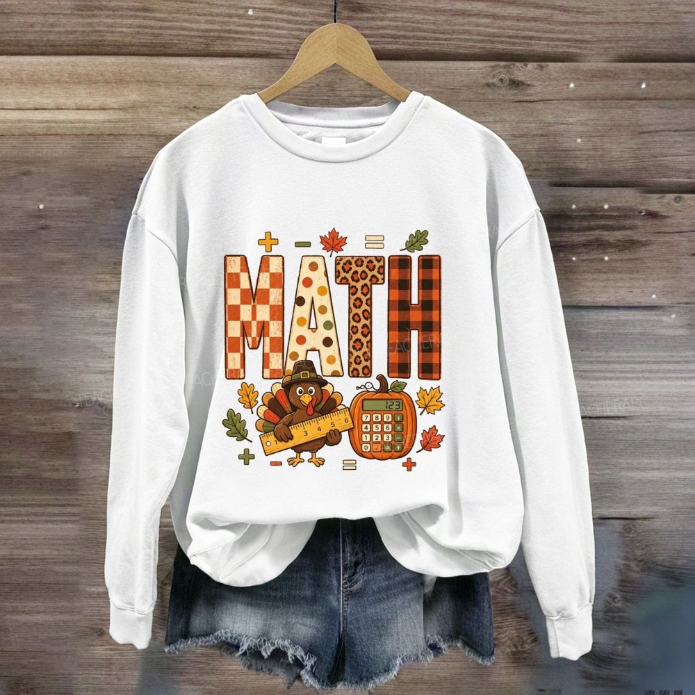 Thanksgiving Math Vibes Turkey Pumpkin Sweatshirt