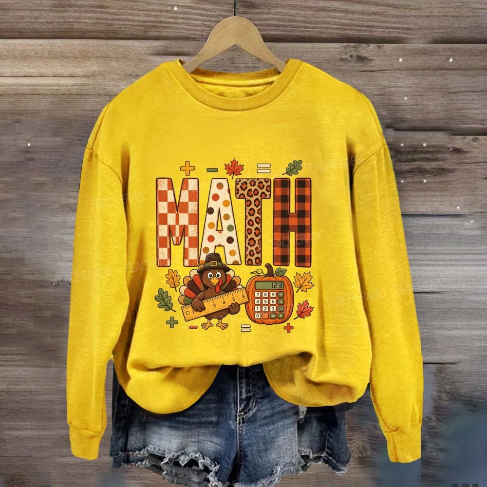 Thanksgiving Math Vibes Turkey Pumpkin Sweatshirt