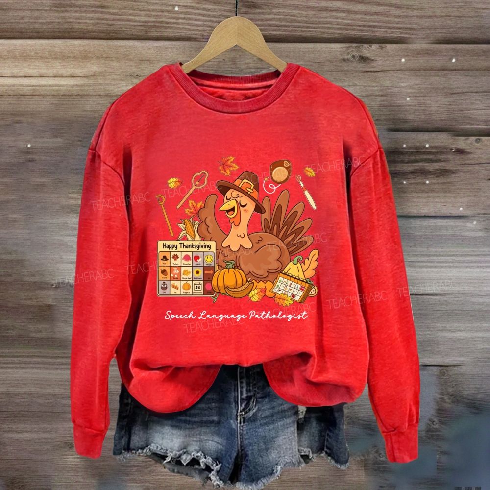 Thanksgiving Speech Language Pathologist Fall Slp Turkey Sweatshirt