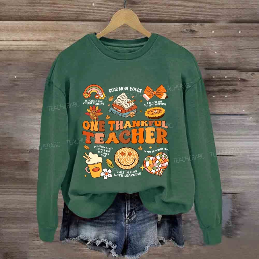 One Thankful Teacher Teaching The Cutest Turkeys Read More Books Sweatshirt