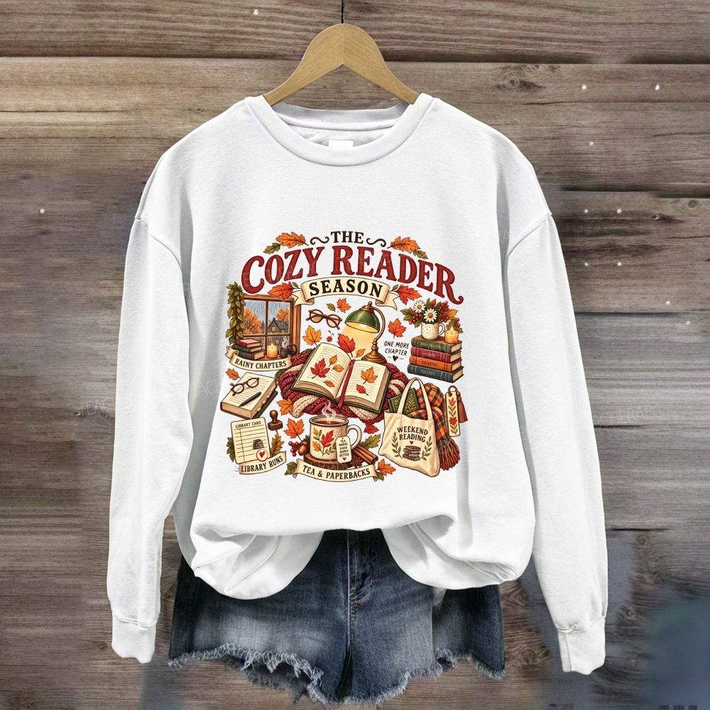 The Cozy Reader Season Rainy Chapters Library Runs Sweatshirt