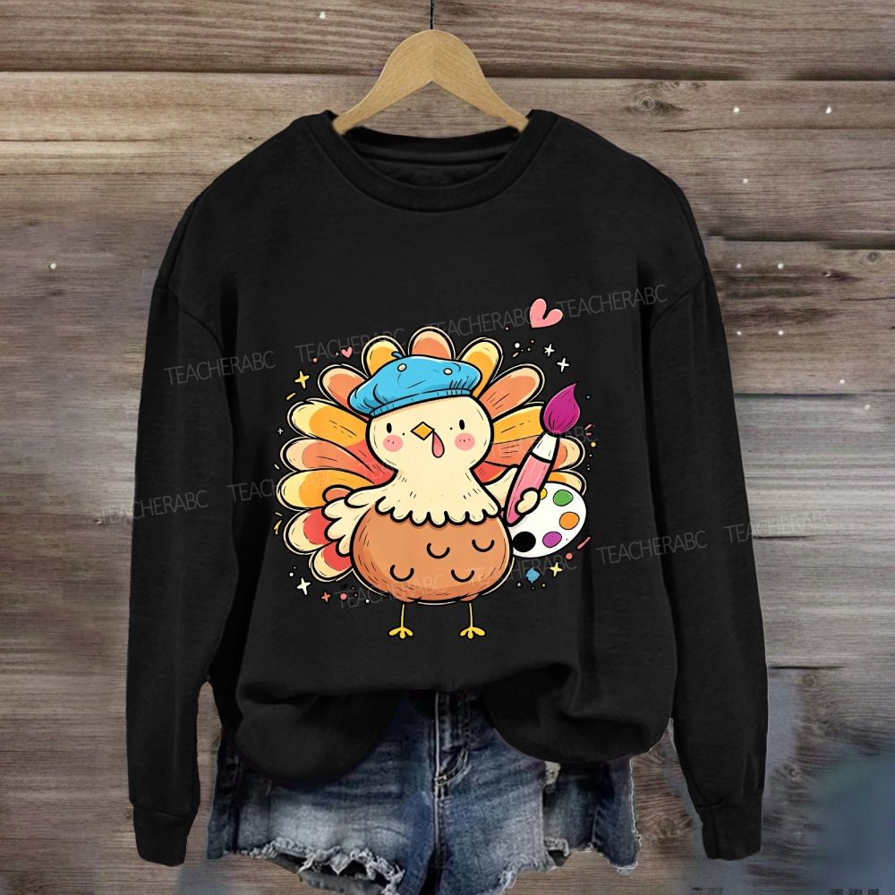 Artist Turkey Fall Art Teacher Thanksgiving Sweatshirt