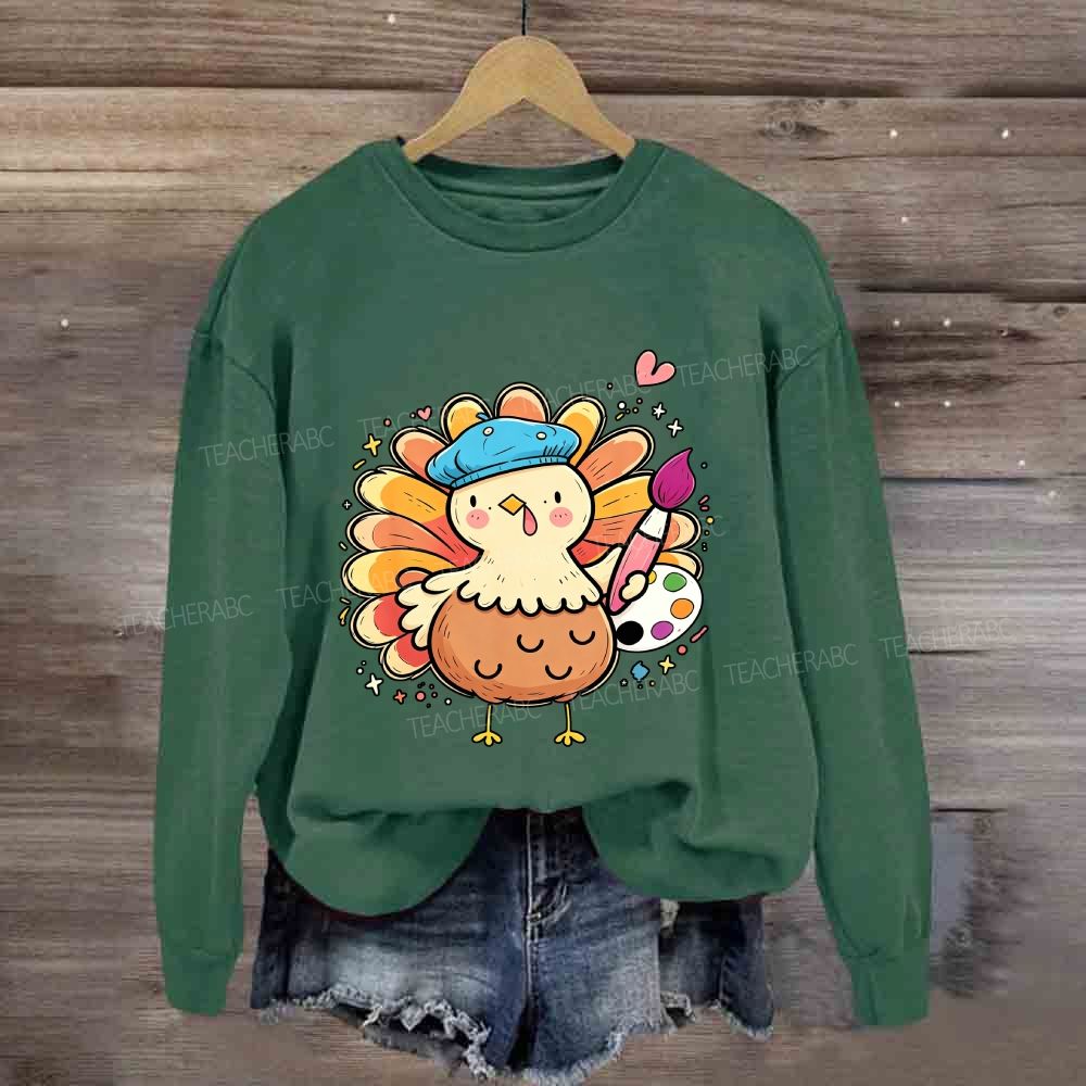 Artist Turkey Fall Art Teacher Thanksgiving Sweatshirt