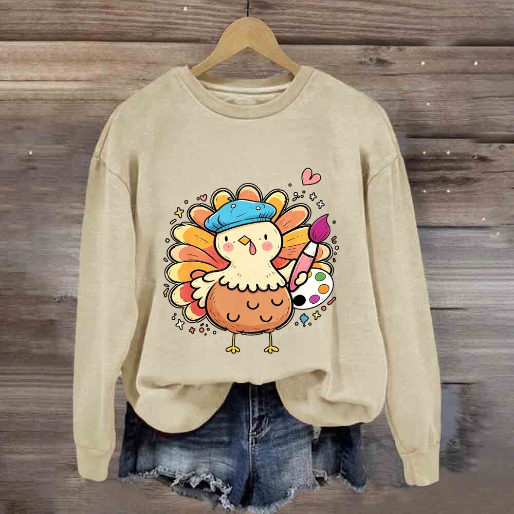 Artist Turkey Fall Art Teacher Thanksgiving Sweatshirt