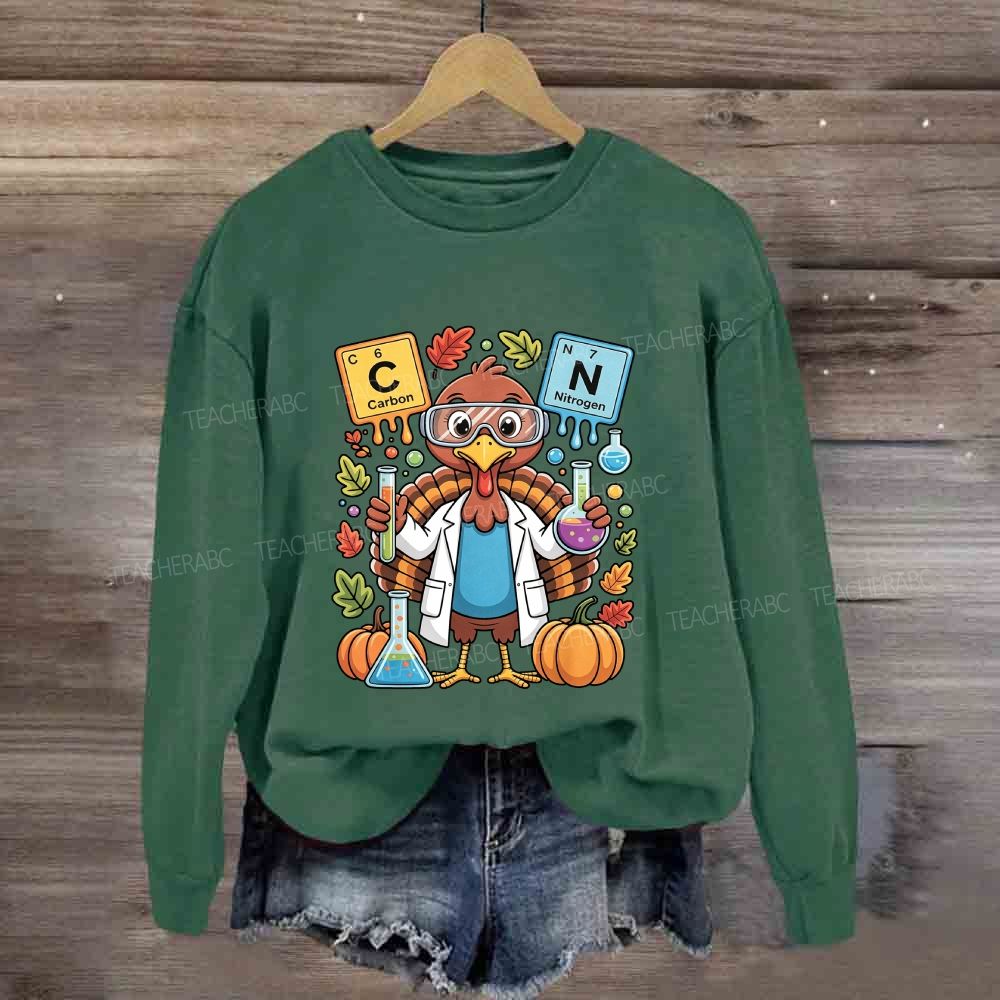 Scientist Turkey Thanksgiving Science Teacher Sweatshirt