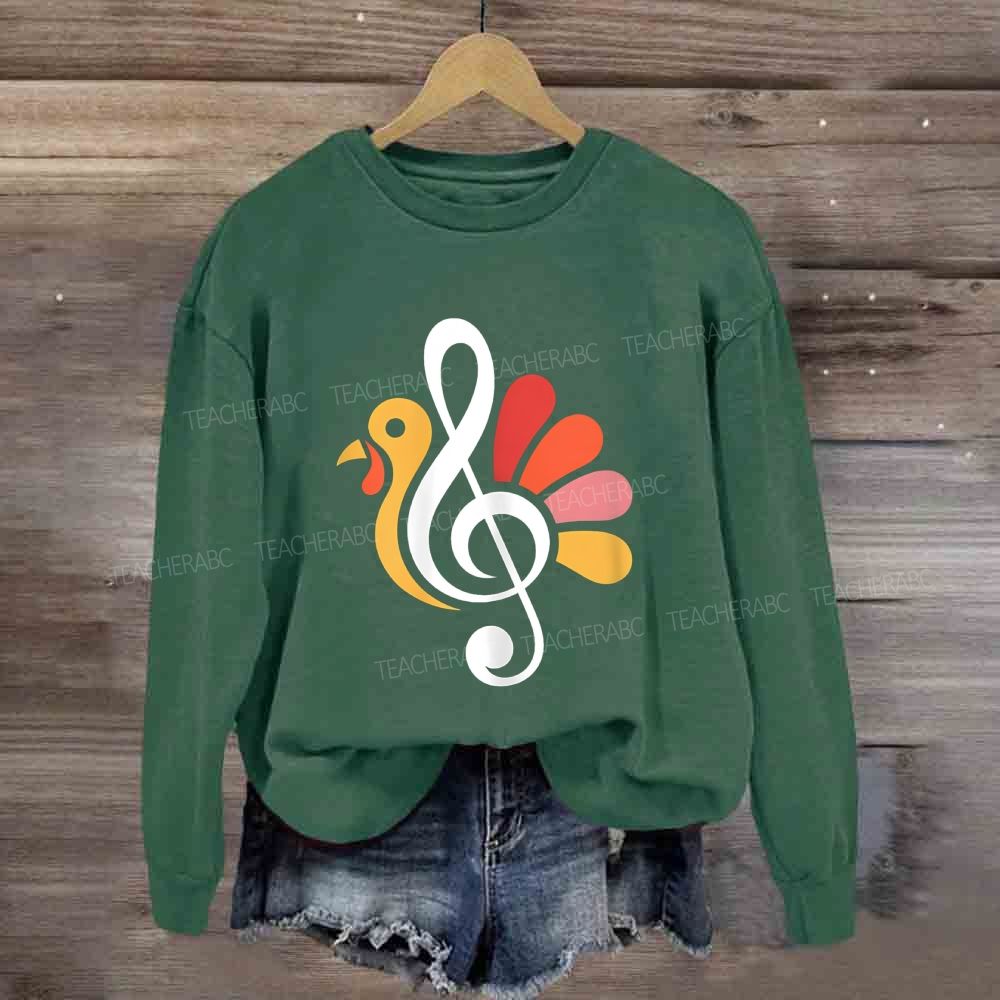 Music Teacher Fall Thanksgiving Turkey Treble Sweatshirt