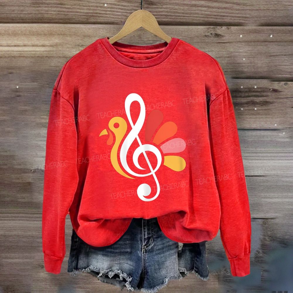 Music Teacher Fall Thanksgiving Turkey Treble Sweatshirt