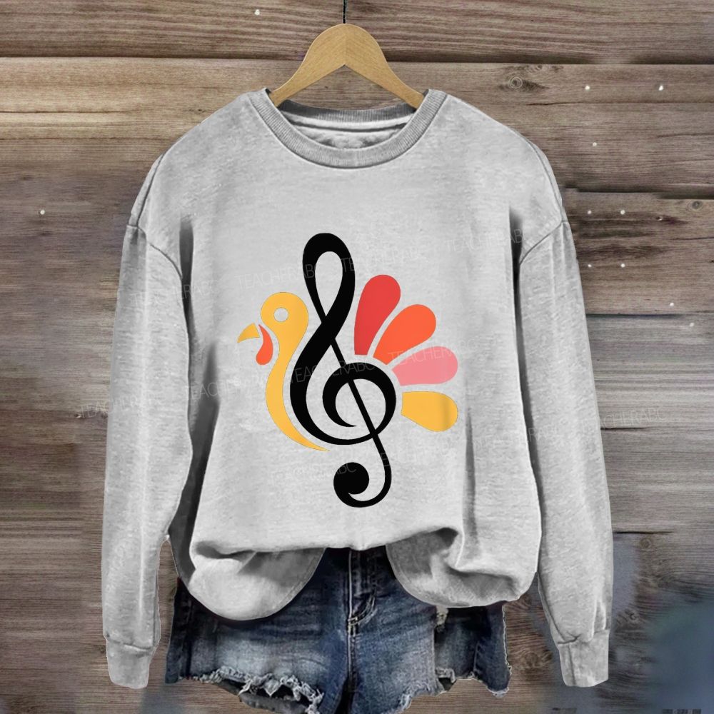 Music Teacher Fall Thanksgiving Turkey Treble Sweatshirt