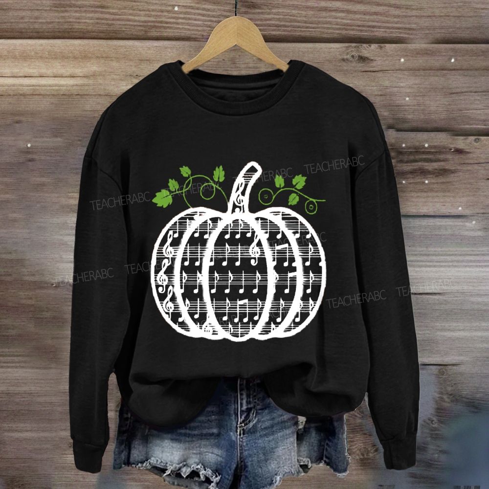 Autumn Music Lover Pumpkin Treble Music Teacher Sweatshirt