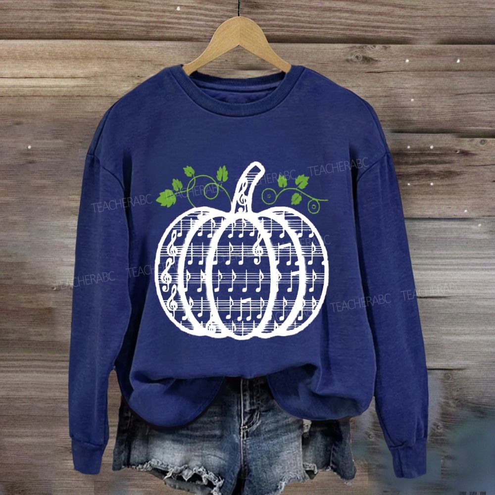 Autumn Music Lover Pumpkin Treble Music Teacher Sweatshirt