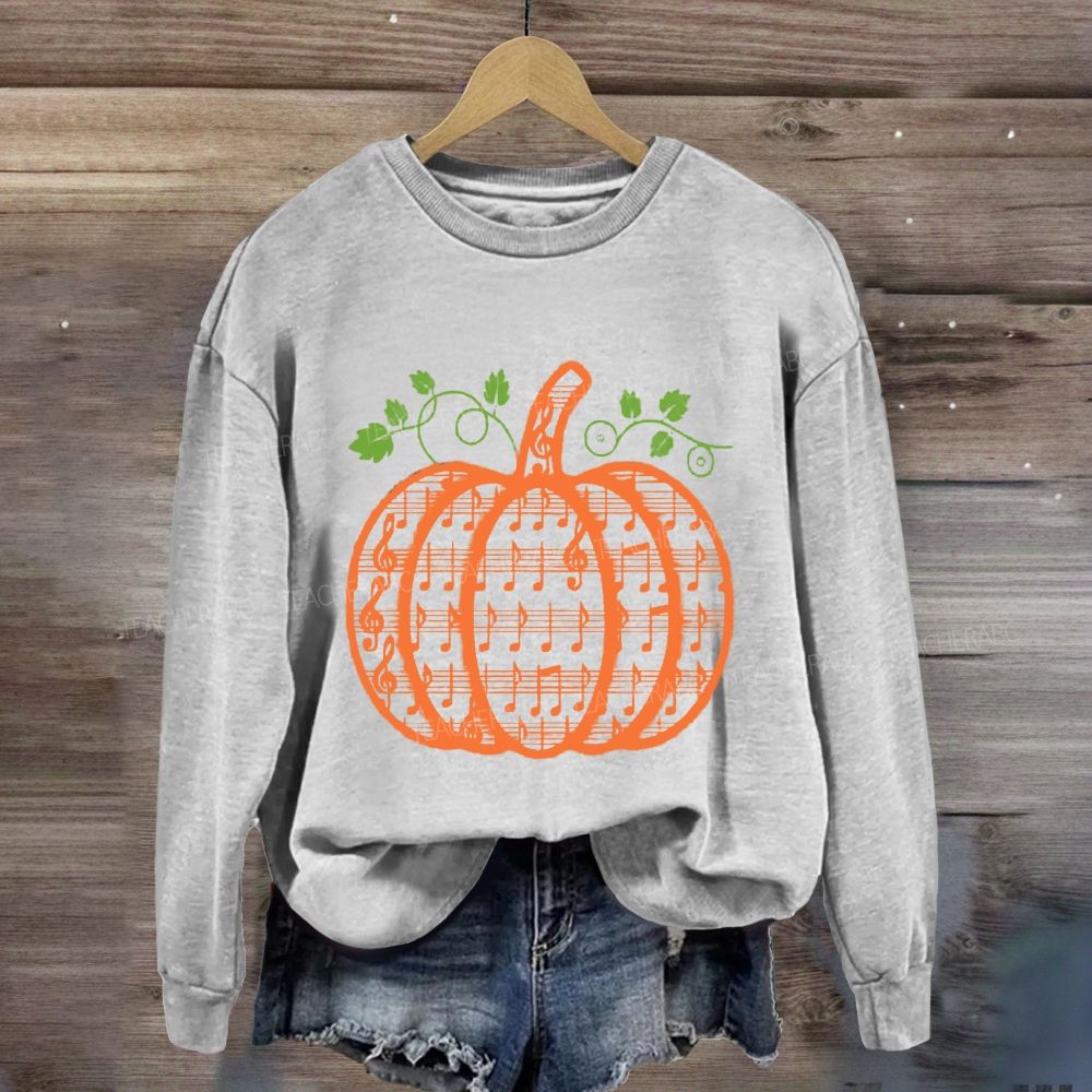 Autumn Music Lover Pumpkin Treble Music Teacher Sweatshirt