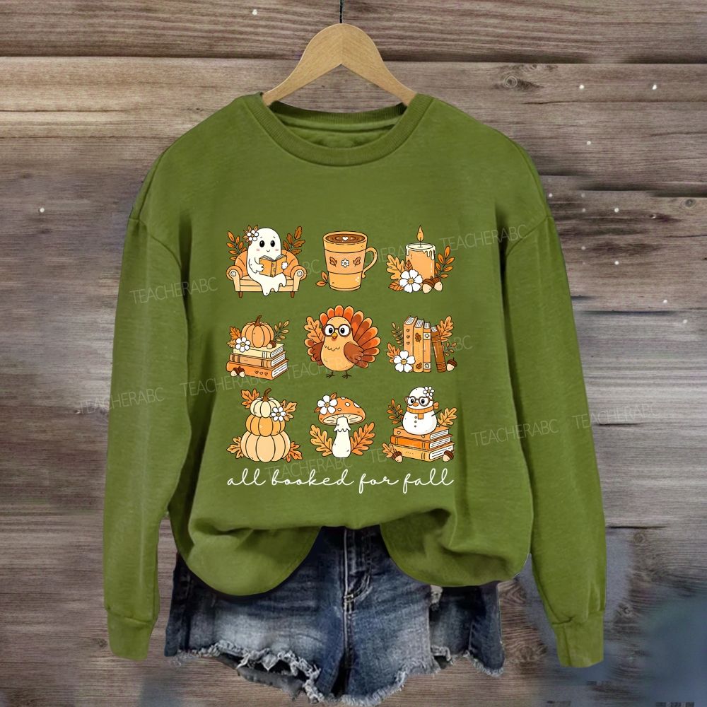 All Booked For Fall Cozy Fall Reading Vibes Book Lover Sweatshirt