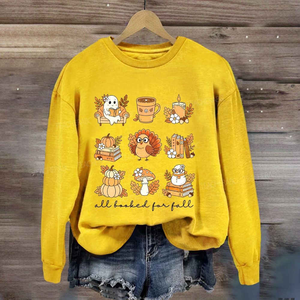 All Booked For Fall Cozy Fall Reading Vibes Book Lover Sweatshirt