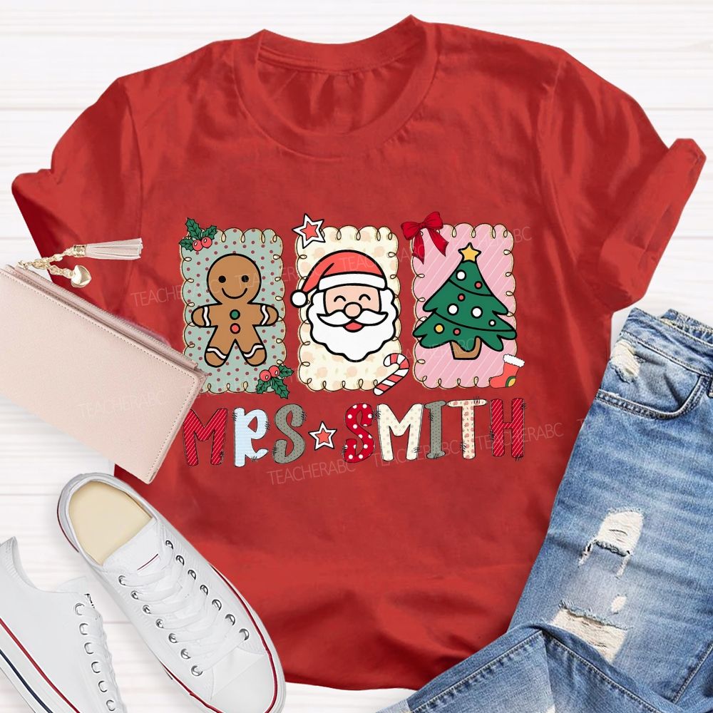 Personalized Name Holiday Teacher Christmas T-shirt