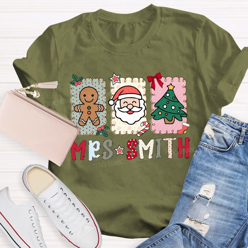 Personalized Name Holiday Teacher Christmas T-shirt