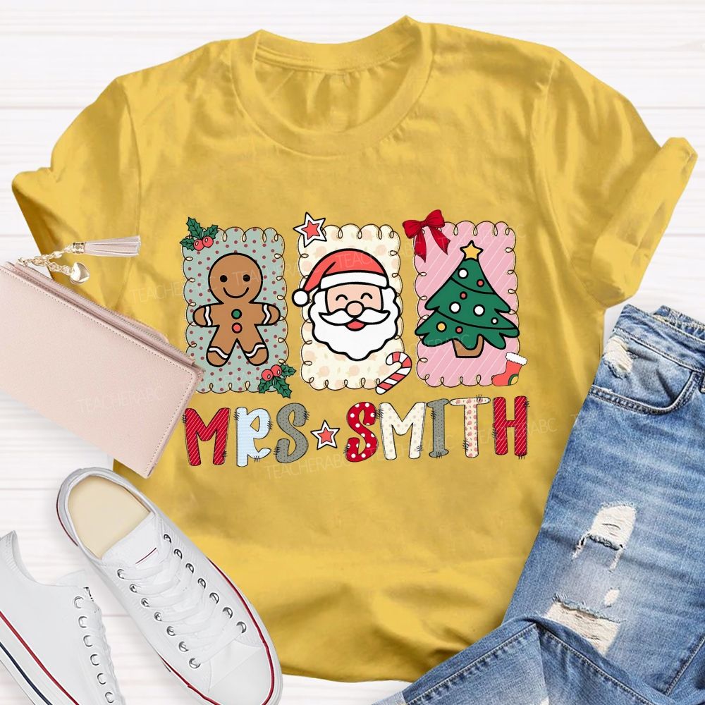 Personalized Name Holiday Teacher Christmas T-shirt