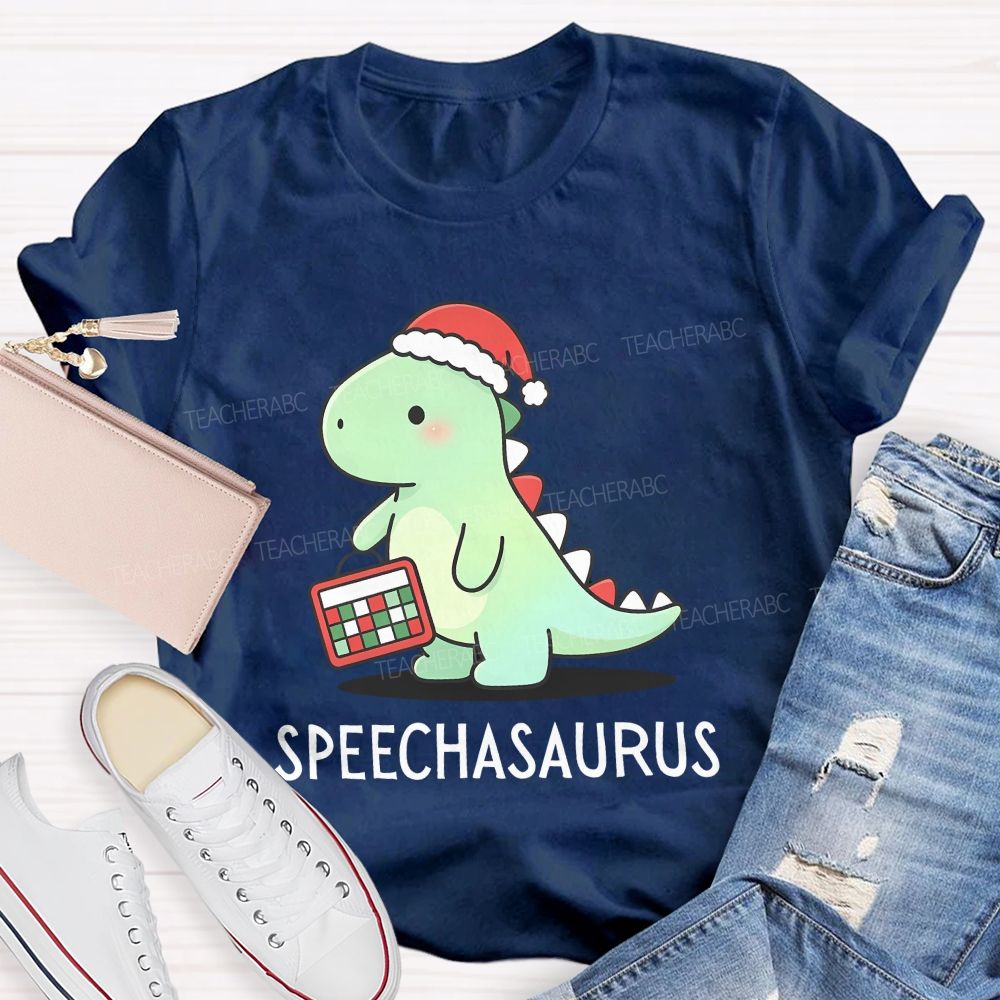 Christmas Speechasaurus Slp Dinosaur Teacher T-shirt
