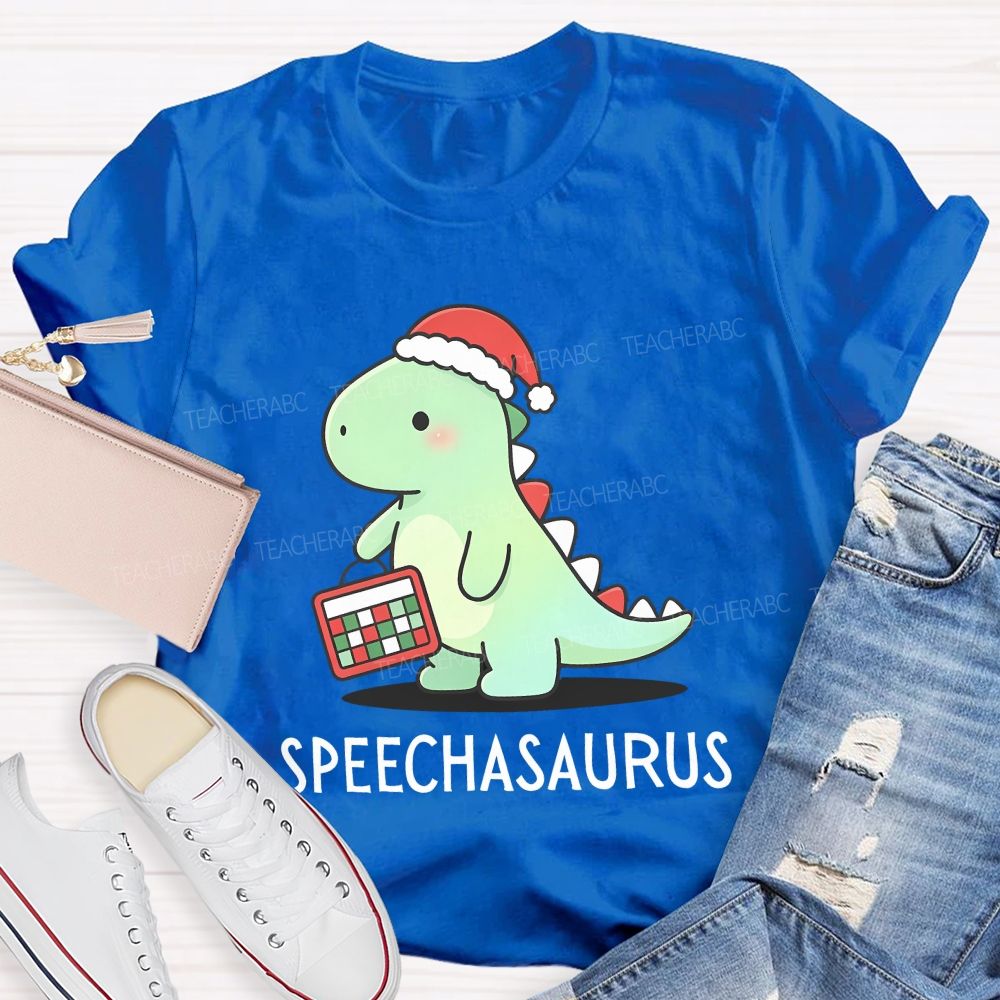 Christmas Speechasaurus Slp Dinosaur Teacher T-shirt
