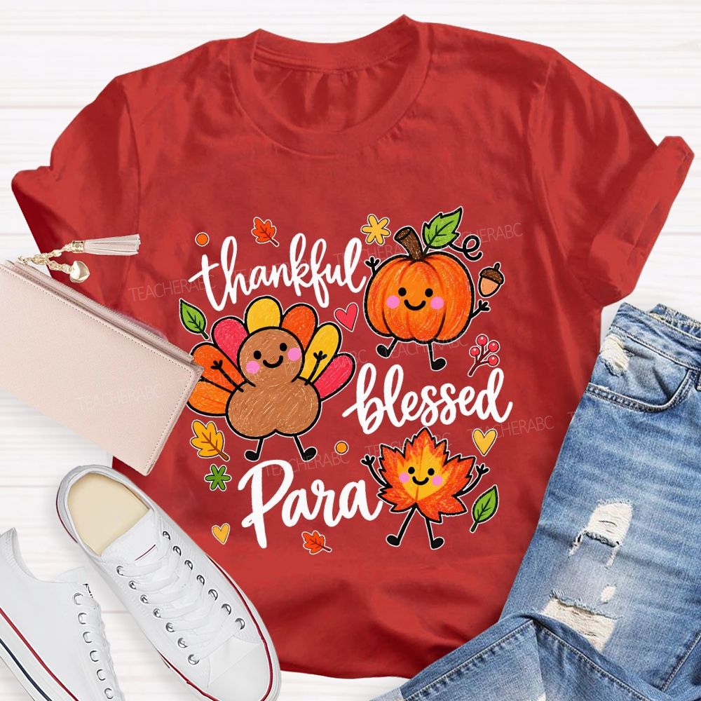 Thankful Blessed Para Thanksgiving Teacher T-shirt